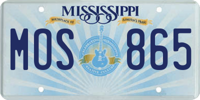 MS license plate MOS865