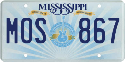 MS license plate MOS867