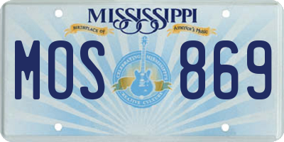 MS license plate MOS869