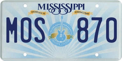 MS license plate MOS870