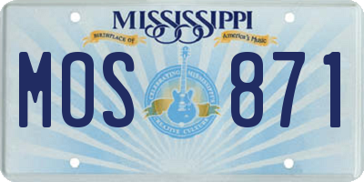 MS license plate MOS871