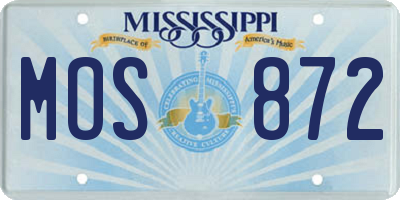 MS license plate MOS872