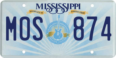 MS license plate MOS874