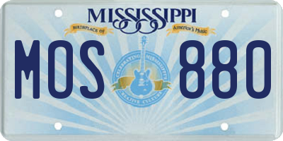 MS license plate MOS880