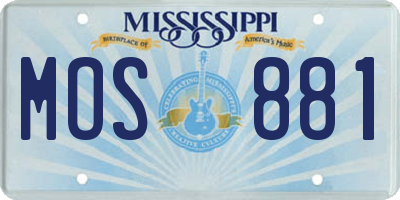 MS license plate MOS881