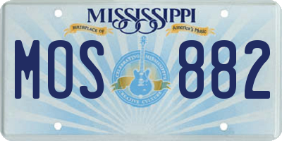 MS license plate MOS882