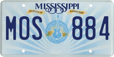 MS license plate MOS884