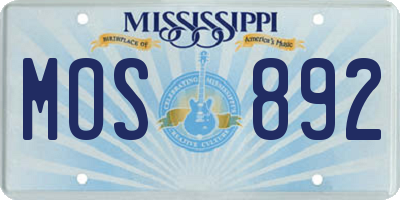 MS license plate MOS892