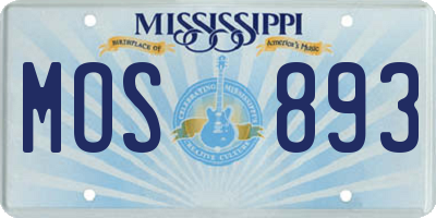 MS license plate MOS893