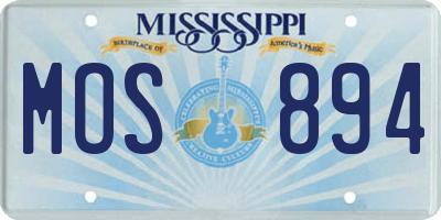 MS license plate MOS894