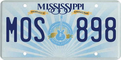 MS license plate MOS898