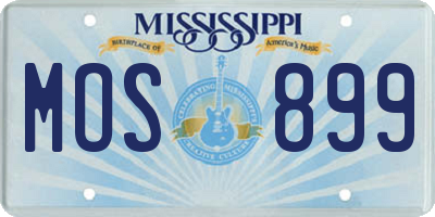 MS license plate MOS899