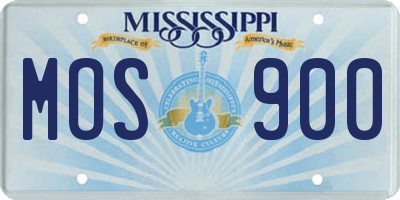 MS license plate MOS900