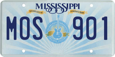 MS license plate MOS901