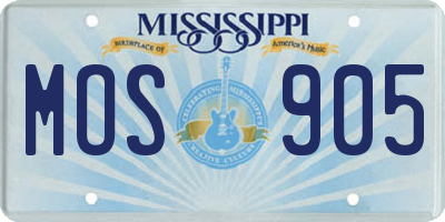 MS license plate MOS905