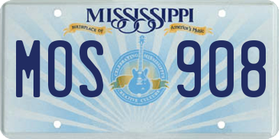 MS license plate MOS908