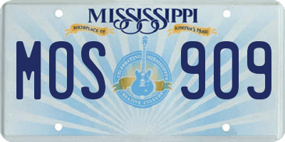 MS license plate MOS909