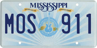 MS license plate MOS911