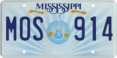 MS license plate MOS914