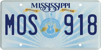 MS license plate MOS918