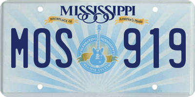 MS license plate MOS919