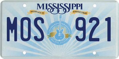 MS license plate MOS921