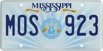 MS license plate MOS923