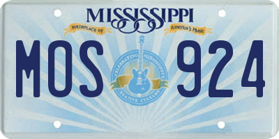 MS license plate MOS924