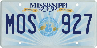 MS license plate MOS927
