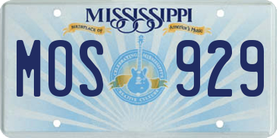 MS license plate MOS929