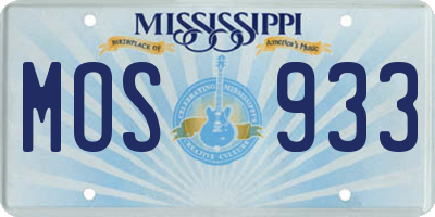 MS license plate MOS933