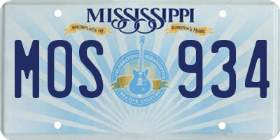 MS license plate MOS934