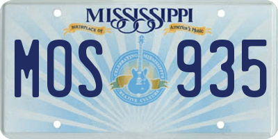 MS license plate MOS935