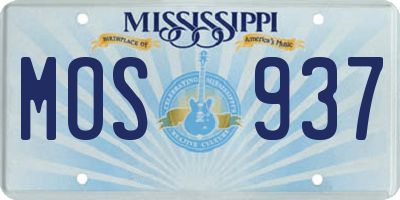 MS license plate MOS937