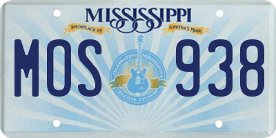 MS license plate MOS938