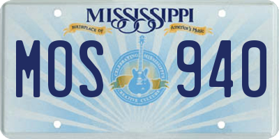 MS license plate MOS940