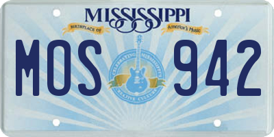 MS license plate MOS942