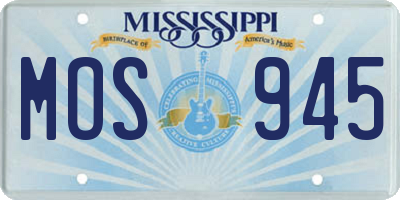 MS license plate MOS945