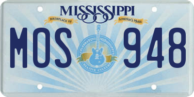 MS license plate MOS948