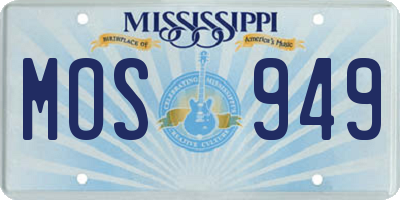 MS license plate MOS949