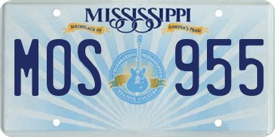 MS license plate MOS955