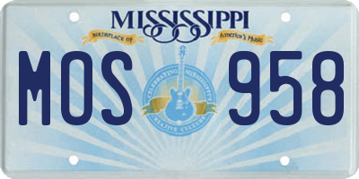 MS license plate MOS958