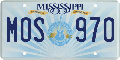 MS license plate MOS970