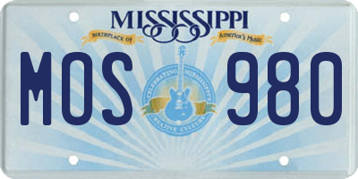 MS license plate MOS980