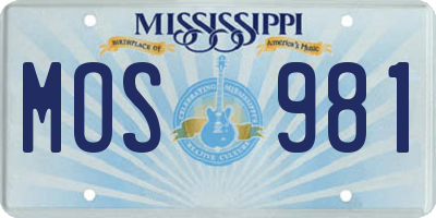 MS license plate MOS981