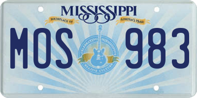 MS license plate MOS983