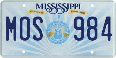 MS license plate MOS984