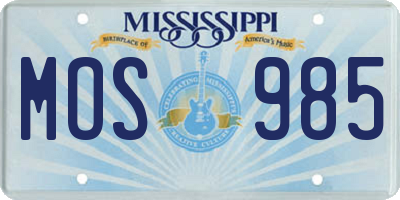 MS license plate MOS985