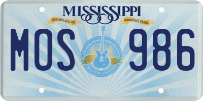 MS license plate MOS986