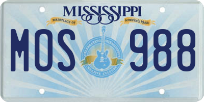 MS license plate MOS988